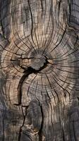 a close up of a burnt tree trunk generative ai photo