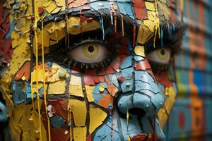 a close up of a colorful face with paint on it generative ai photo