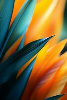 a close up of a colorful plant with blue orange and yellow leaves generative ai photo