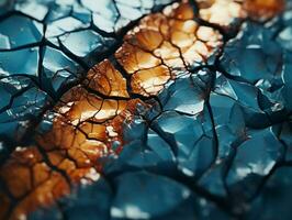 a close up of a cracked glass surface generative ai photo