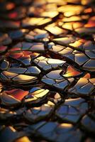 a close up of a cracked surface at sunset generative ai photo