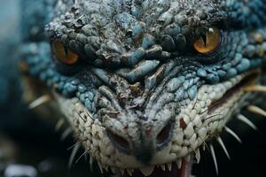 a close up of a dragons face with its mouth open generative ai photo