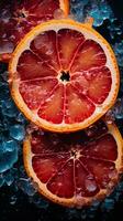 a close up of a grapefruit with ice on it generative ai photo