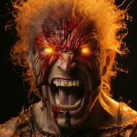 a close up of a man with blood on his face generative ai photo