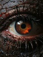 a close up of a mans eye with blood on it generative ai photo