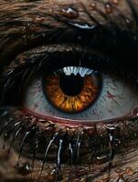 a close up of a mans eye with water droplets on it generative ai photo