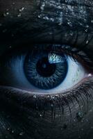 a close up of a mans eye with water droplets on it generative ai photo