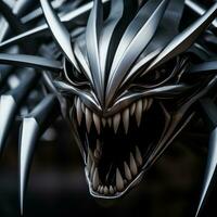 a close up of a metal head with sharp teeth generative ai photo