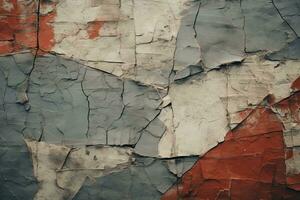 a close up of a painted wall with red white and blue paint generative ai photo