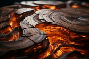 a close up of a piece of wood with flames on it generative ai photo