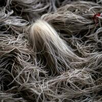 a close up of a pile of white hair generative ai photo