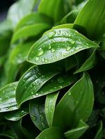 a close up of a plant with water droplets on it generative ai photo