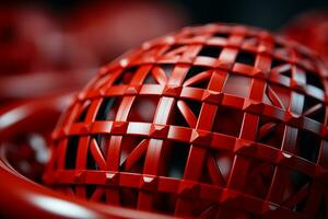 a close up of a red ball in a basket generative ai photo