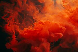 a close up of a red and orange smoke on a black background generative ai photo
