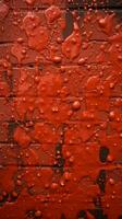 a close up of a red paint splattered wall generative ai photo