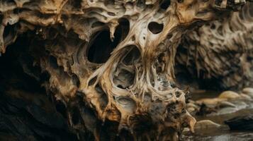 a close up of a rock formation in the ocean generative ai photo
