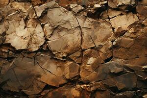 a close up of a rock wall with brown and black paint on it generative ai photo