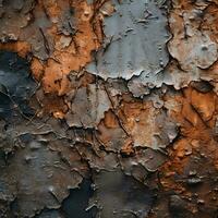 a close up of a rusty metal wall with peeling paint generative ai photo