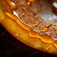 a close up of a slice of orange with water droplets on it generative ai photo