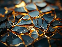 a close up of a shiny gold and black background generative ai photo