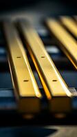 a close up of a set of yellow metal bars generative ai photo