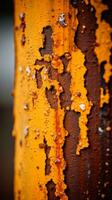 a close up of a rusty pole with paint peeling off generative ai photo