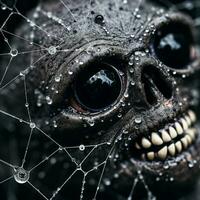 a close up of a skull with water droplets on it generative ai photo
