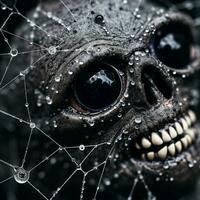 a close up of a skull with water droplets on it generative ai photo