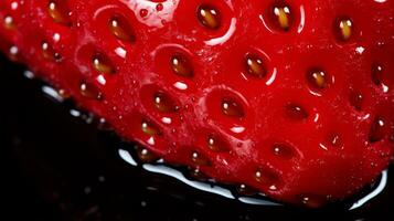 a close up of a strawberry with water droplets on it generative ai photo