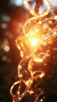 a close up of a string of lights on a tree generative ai photo