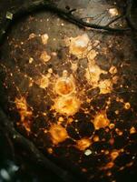 a close up of a tree branch and a ball of light generative ai photo