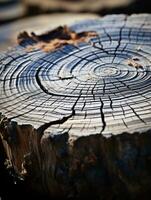 a close up of a tree stump with rings on it generative ai photo