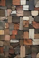 a close up of a wall made up of different colored stones generative ai photo