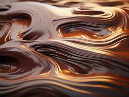 a close up of a wavy surface of melted chocolate generative ai photo