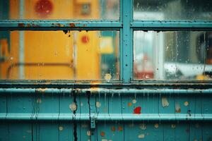 a close up of a window with rain drops on it generative ai photo