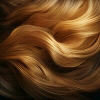 a close up of a womans long wavy hair on a black background generative ai photo