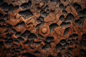 a close up of a wooden surface with cracks and holes generative ai photo