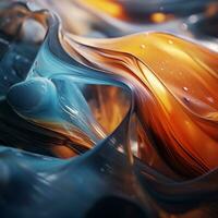 a close up of an abstract painting with orange blue and black colors generative ai photo