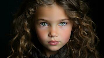 a close up of a young girl with blue eyes generative ai photo