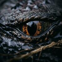 a close up of an alligators eye generative ai photo