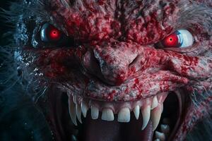 a close up of an angry monster with red eyes generative ai photo