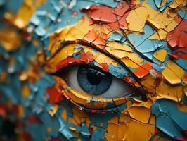 a close up of an eye painted on a wall generative ai photo