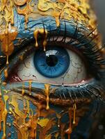 a close up of an eye with paint on it generative ai photo