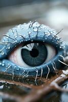 a close up of an eye with water droplets on it generative ai photo