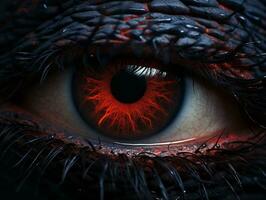 a close up of an eye with red iris generative ai photo