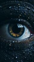 a close up of an eye with water droplets on it generative ai photo