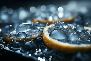 a close up of an ice cube sitting on top of an orange generative ai photo