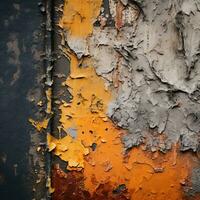 a close up of an old wall with peeling paint generative ai photo