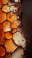 a close up of an orange and white cracked wall generative ai photo