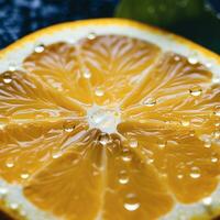 a close up of an orange with water droplets on it generative ai photo